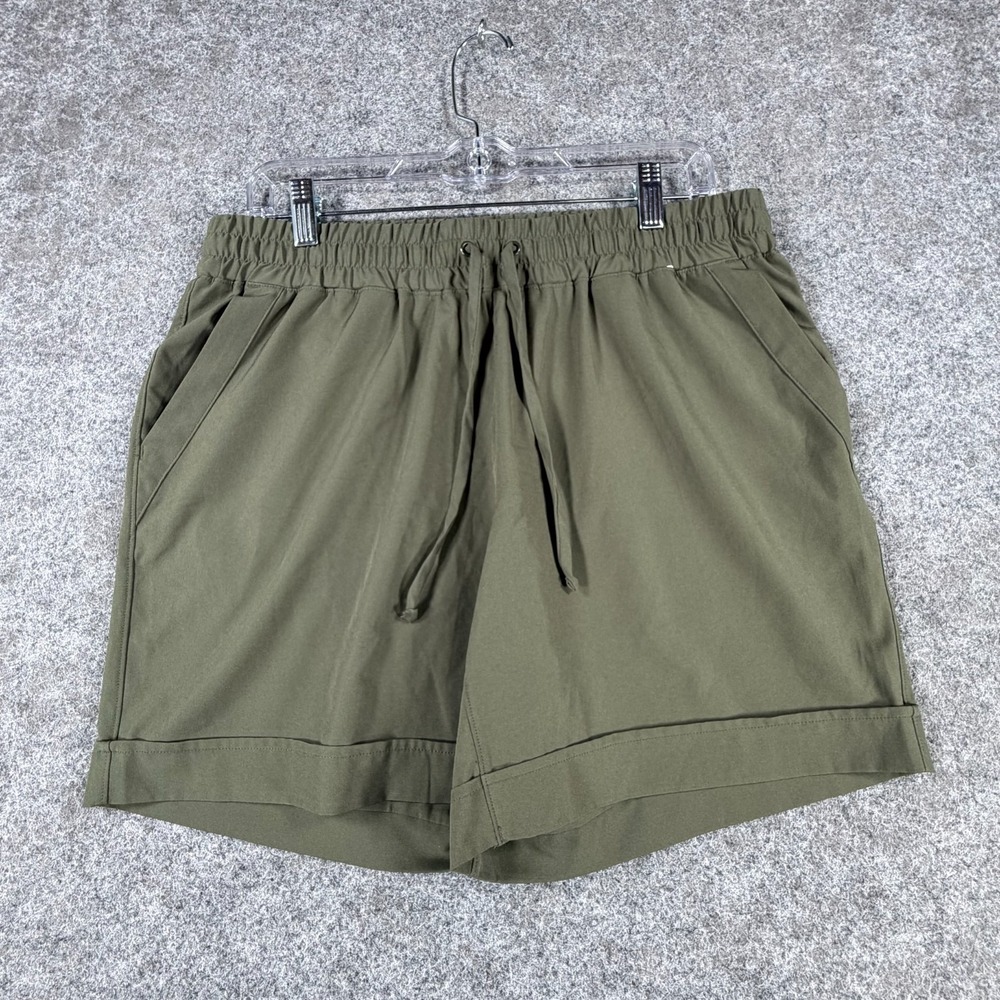 Mondetta Walking Shorts Womens M Olive Green Stretch Drawstring Elastic Waist